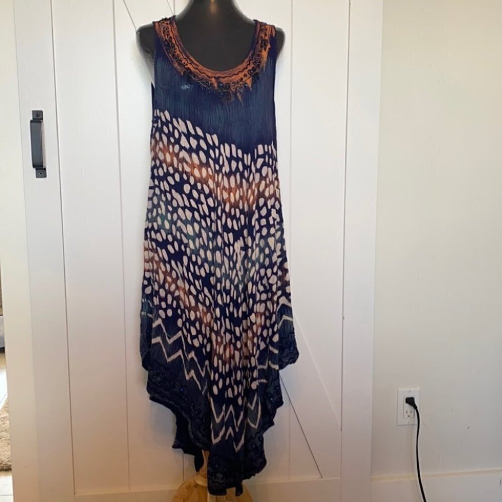 MODEL France tye dye dress beach swim cover up
